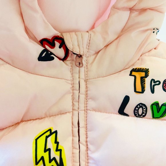 SFERA Cute Pinky 2 Pockets Hooded Sleeveless Puffed Jacket for Girls , size 6-7 - Picture 6 of 12